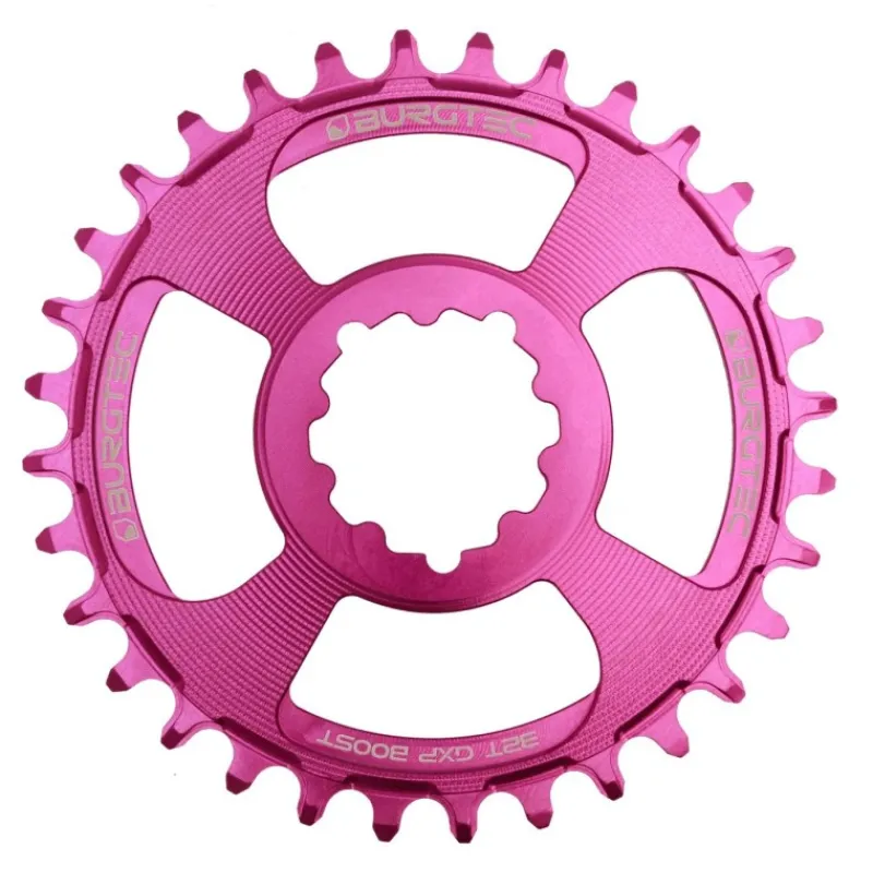 Nu rata Pinion față pentru bicicleta BURGTEC GXP Boost 3mm Offset Thick Thin Chainring ­Purple Rain­ 32T